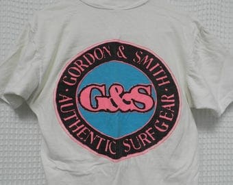 vintage Gordon & Smith T Shirt Surf Skate 80s NEON beach street wear rare M/L Authentic Surf Gear original eighties tee G and S