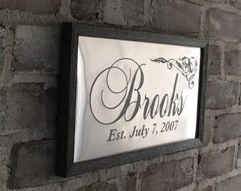 10th Anniversary Gift for Him, Personalized name sign, Established date sign, 10 Year Anniversary Gift, 10th Anniversary Gift for her