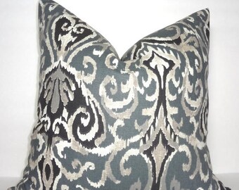FALL is COMING SALE Charcoal Grey & Black Ikat Print Pillow Cover Decorative Ikat Design Pillow Cover Choose Size