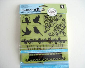 Bird Cage Cling Stamp Set, Inkadinkado Stamps, Cling Stamps, Large Rubber Stamp, BirdCage Background Stamp, New Stamps, Étampes Caoutchouc