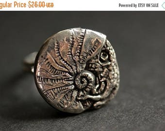 BACK to SCHOOL SALE Squid Ring. Pewter Button Ring. Beach Button Ring. Adjustable Ring. Silver RIng. Handmade Ring. Pewter Ring. Nautical Je