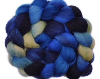 Handpainted roving - Corriedale Cross wool spinning fiber - 4.1 ounces - Water Over the Dam 1