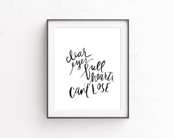 friday night lights, clear eyes, full hearts, can't lose, hand lettered art print