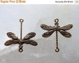 ON SALE Antique Brass Dragonfly Component Finding Connector Vintage Style 17mm x 12mm QTY 2