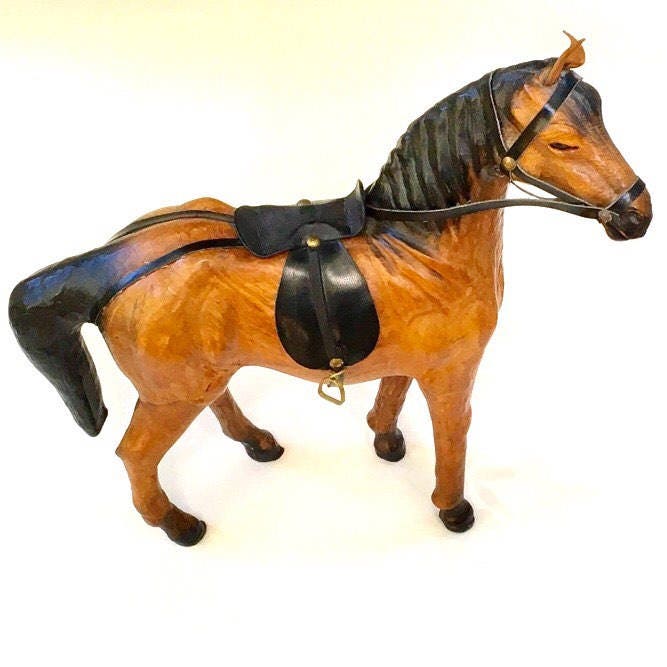 Vintage Leather Horse Statue