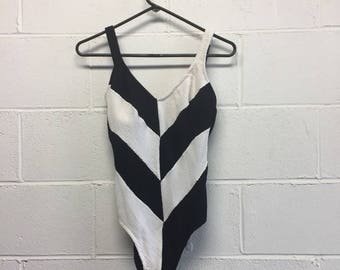 Vintage Robby Len Black and White Swimsuit