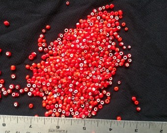White Heart red glass beads. Trade Beads.