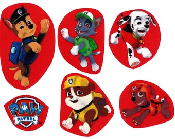 6 Paw Patrol iron on appliques DIY