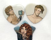 Radio Silence heart and star shaped 2" pinback buttons