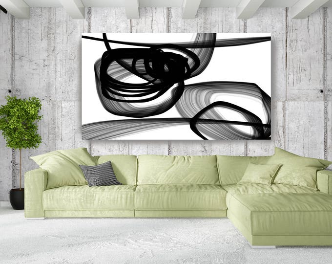 Abstract Expressionism in Black And White 28. Contemporary Unique Wall Decor, Large Contemporary Canvas Art Print up to 72" by Irena Orlov
