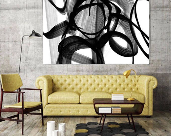 ORL-7145 Abstract Poetry in Black and White 88. New Media Abstract Black and White Canvas Art Printup to 50" by Irena Orlov