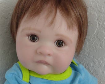 Reborn Baby Boy Doll "Cooper" w. brown hair/eyes-ready to ship