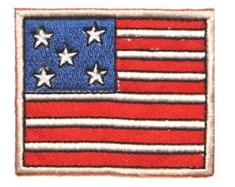ID 1049 Cartoon American Flag Patch Patriotic Craft Embroidered Iron On Applique