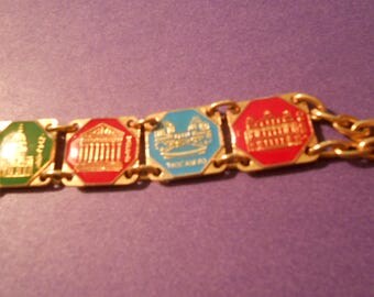 French souvenir bracelet gold tone France