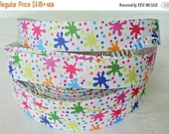 50% OFF 1" Ribbon by the Yard grosgrain -Paint splash -water splash marks-hair bows sewing crafting by Ribbon Lane Supplies on