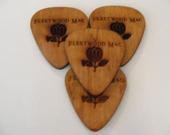 Laser engraved Fleetwood Mac Guitar pick Coasters 10cm x 9cm set of 4