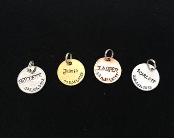 Cat ID Tag for Collar 3/4" Small to Medium Sized Pet ID Tag Dog Tag for Dog Cat Tags Pet Tag Dog Tag Personalized Brass Dog Tag Copper Tag