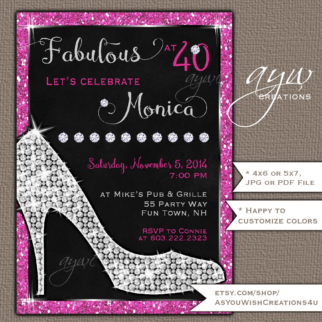 High Heels Birthday Party Invitation Printable Invitation