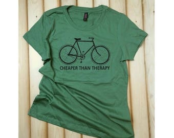 Sale Bicycle T-Shirt, Bike Tee, Bicycle TShirt, Bicycle Shirt, Bike TShirt, Bike Shirt, Cheaper than Therapy, Funny Bike Shirt, Cycling Shir