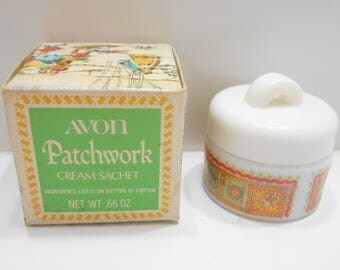 Vintage Avon Patchwork Cream Sachet (18-D)