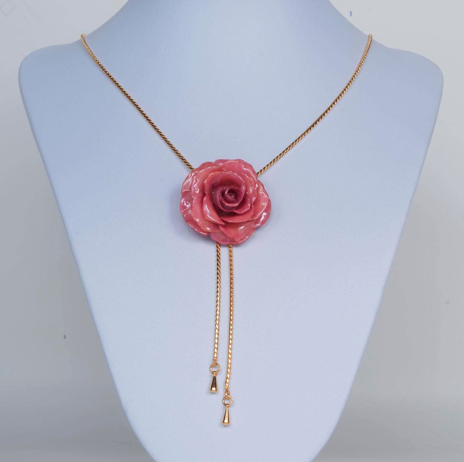 Real rose necklace Real flower necklace Long necklace Real