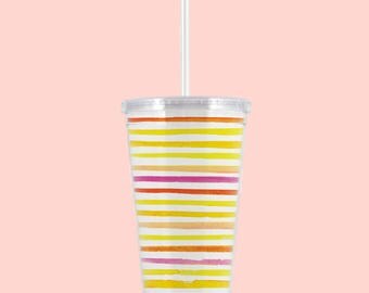 drink tumbler - summer beverage tumbler - iced coffee tumbler - iced coffee reusable drink - summer drink tumbler - watercolor tumbler