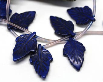 Lapis Blue Turquoise, Magnesite Large Leaf Beads