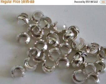SAVE 20% SAT & SUN 100 Bulk Package 3mm Sterling Silver Crimp Covers Made In Usa