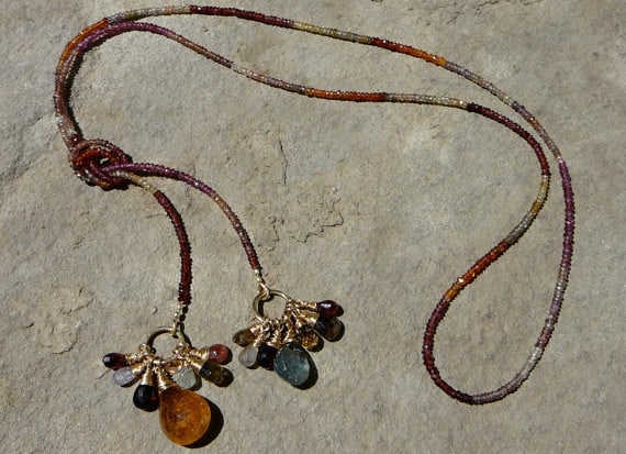 Tunduru, Gemstone Bead Lariat, Lariat Necklace, Gemstone Necklace, Gemstone Jewelry, Garnet Necklace, Garnet Jewelry, Mozambique Garnet