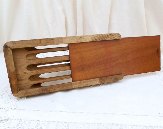 Vintage French Guillotine Bread Knife with Crumb Collecting Tray Made of Walnut Wood and Stainless Steel, Baguette Cutting Board, Kitchen Vintage French Guillotine Bread Knife with Crumb Collecting Tray Made of Walnut Wood and Stainless Steel, Baguette Cutting Board, Kitchen