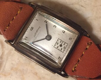 Ado Watch, Art Deco Watch, Vintage Men's Watch, 1930s Watch, Streamline Watch, Sub Seconds Dial, Silver Dial, Slim Hands, Free Shipping