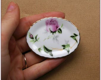 Large tray ceramic miniature rose gold plated x 1