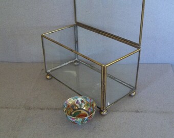 Vintage Brass & Glass Box - Glass Display Box - Jewelry Box - Mid Century Glass Box