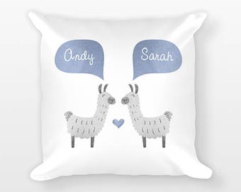LLAMA Alpaca Pillow, Animal Couple Pillow, Personalized Pillow, Engagement Gift for Couple, Custom Throw Pillow, Decorative Pillow for Couch