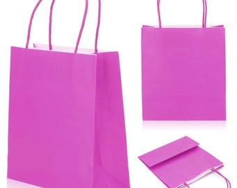 Set of 5 paper bags bags Pink 8 x 18 x 22 cm with cuffs