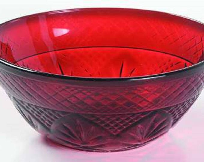 Red Christmas Salad Bowls, Cristal D’Arques Durand, Christmas Bowl, Ruby Red Bowls, Pressed Cut Glass, Dinnerware