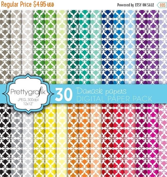 80% OFF SALE damask digital paper, commercial use, scrapbook papers, background - PS567 Il_570xn