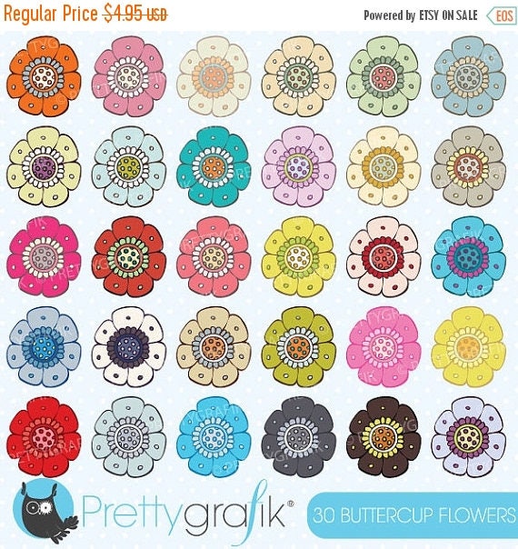 80% OFF SALE 30 flower clipart commercial use, vector graphics, digital clip art, digital images - CL503 Il_570xn