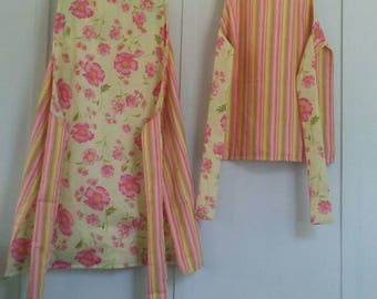 Apron sets, Mommy and me aprons reversible pastel flowers and stripes