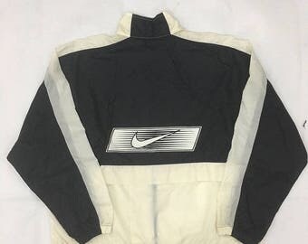 Nike Windbreaker Black and White Nike Sweater Vintage Nike Jacket Size L #J266