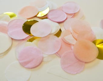 Confetti Balloon - Pink and Gold - 12 inch - Tissue Paper Decor- Paper Rabbit- Blush Pink and Gold Decor. Pink and Gold Birthday.