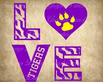 Football svg, tigers svg, silhouette, cricut, cut file, digital file, tiger sports, LSU football, baseball, vinyl, htv, heart, love, tiger