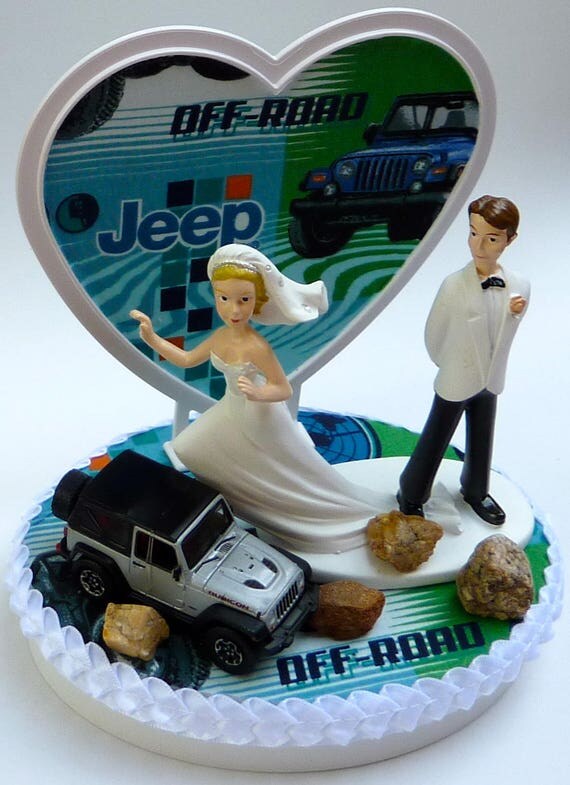 Wedding Cake Topper Jeep Themed Runaway Bride OffRoad Vehicle