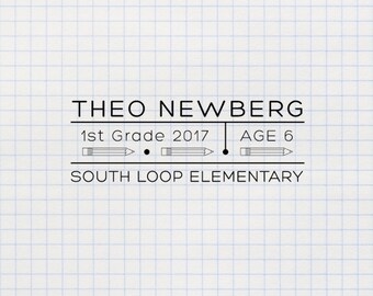 Custom Name School Stamp, Kids Labels for School Stamp, Name Stamp, Back to School Stamp, Student Stamp - CN745