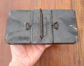 1920's 1930's Tin Money Box -With Carrying Handle Bus Drivers Small Change Tray - Make A Great Prop or Shop Window Display - 3 Compartments