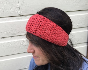 Women's Ear Warmer Crochet Earwarmer Headband Head Wrap With Button Closure - ANY COLOR