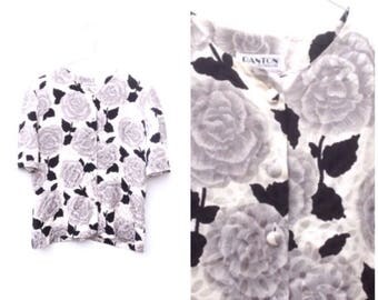 90s PEONY Blouse - Grunge - SILK