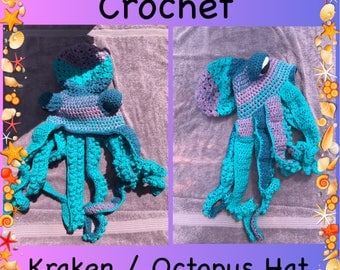 Kraken, Octopus, Crochet Kraken, Crochet Octopus, Hand Made, Custom Made, Winter Hat, Crochet Hat, Twisted Kraken Hat