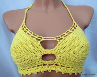 Crochet top, halter top, BRA top crochet festival top hippie top beach top