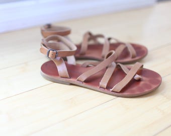 vintage woven brown leather wedge sandals womens 7 1/2